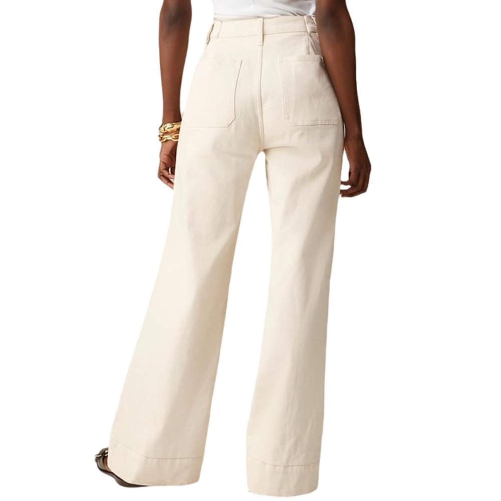 J. Crew Sailor Wide Leg Denim Pants Trouser with Gold Buttons Women’s 35 x 32 - Picture 2 of 13